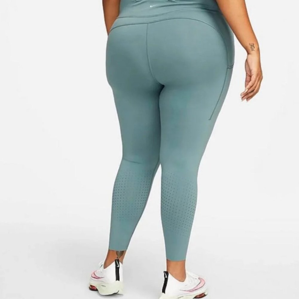 New WOMEN'S NIKE EPIC LUX RUNNING TIGHTS Size 3X Hasta Green - Picture 3 of 8